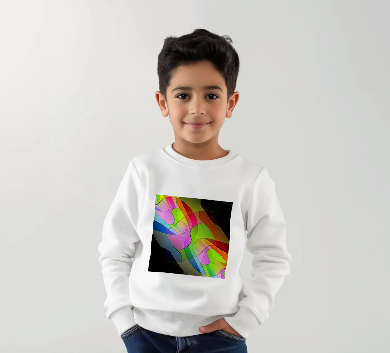 Illusione di forme luminose e colorate in una stanza buia felpa bambino da Gürsel Yesil Digital Art
