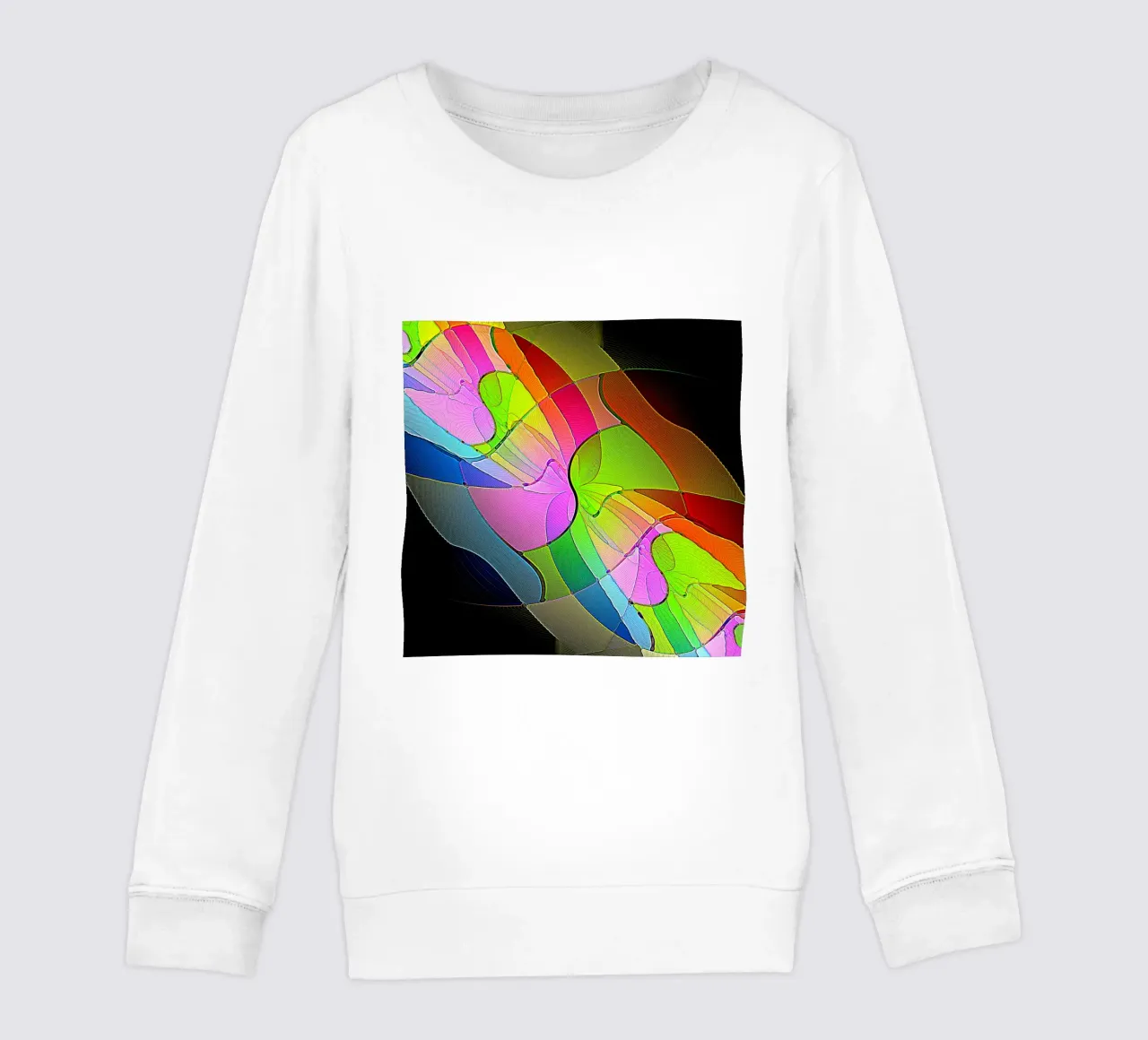 Illusion of colourful glowing shapes across the dark room kids sweatshirt by Gürsel Yesil Digital Art