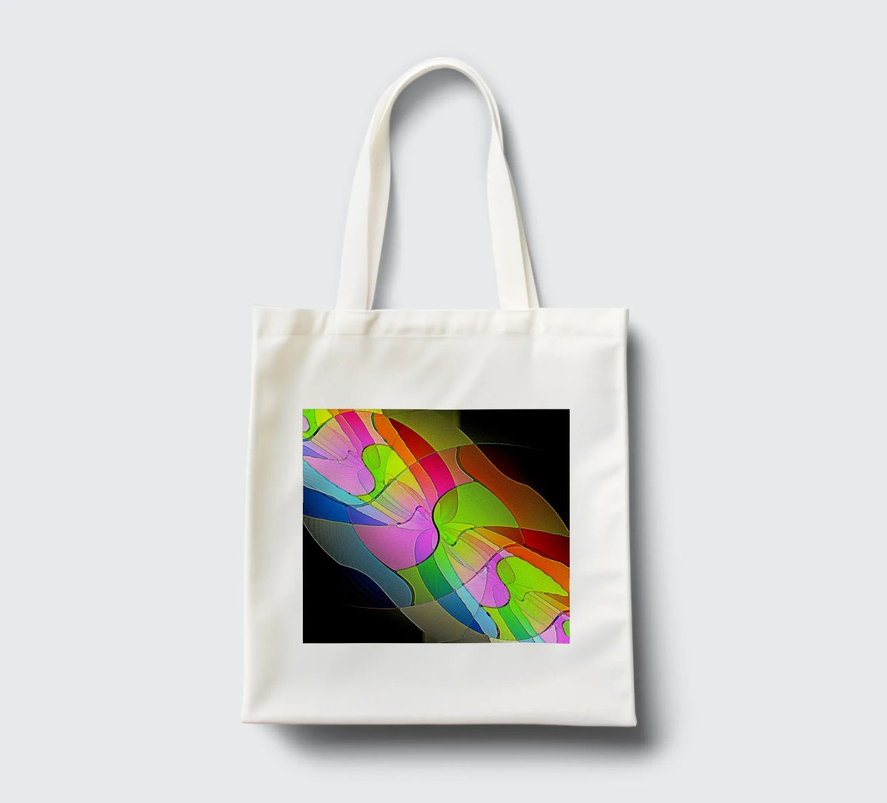Illusione di forme luminose e colorate in una stanza buia borsa in juta da Gürsel Yesil Digital Art