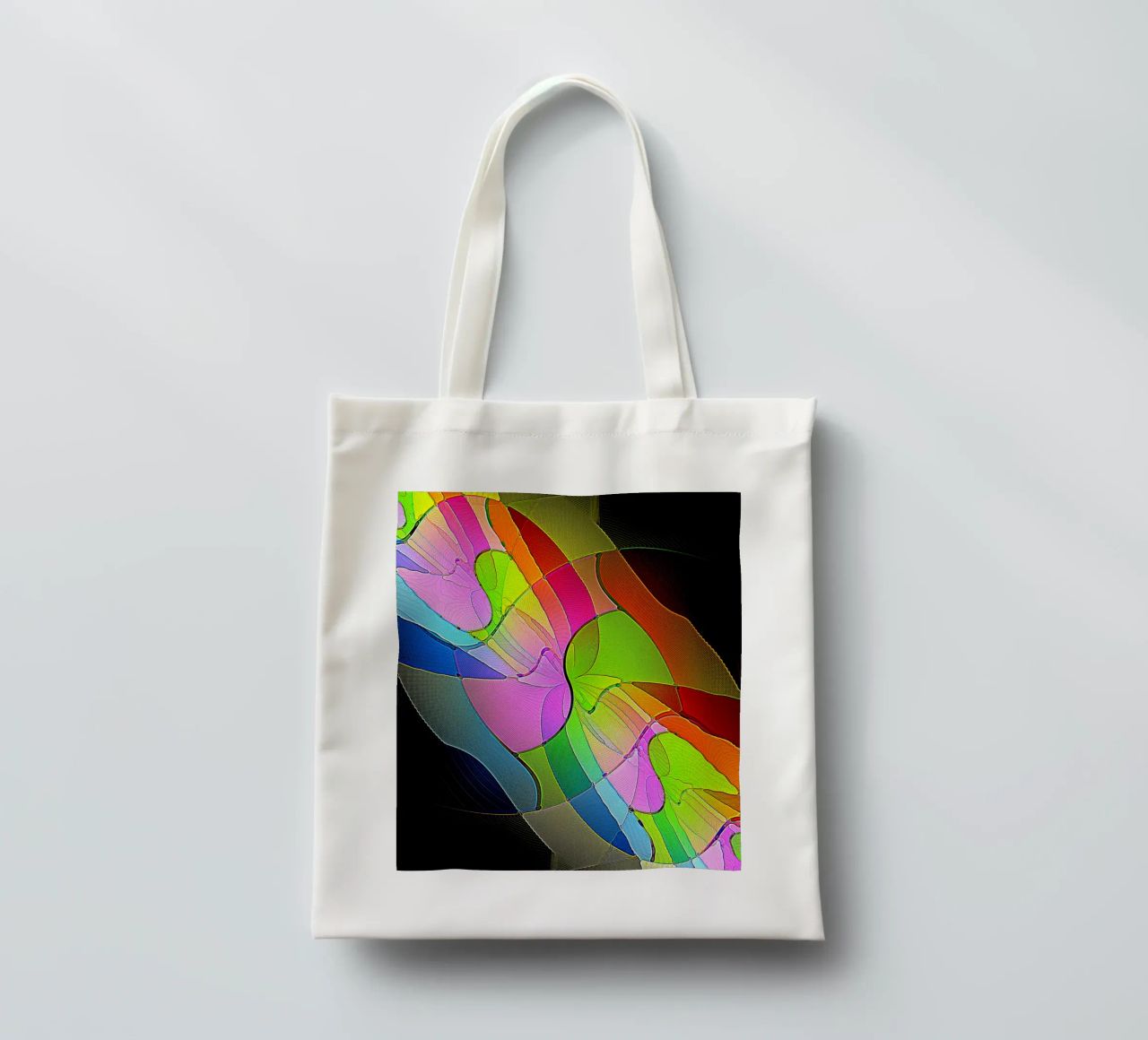 Illusione di forme luminose e colorate in una stanza buia borsa in juta da Gürsel Yesil Digital Art