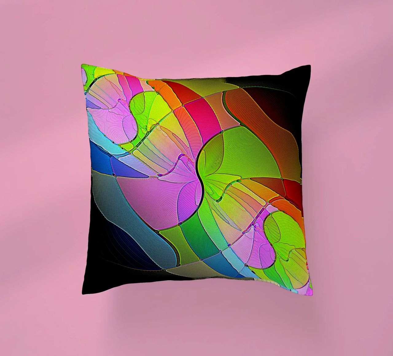 Illusione di forme luminose e colorate in una stanza buia cuscino da Gürsel Yesil Digital Art