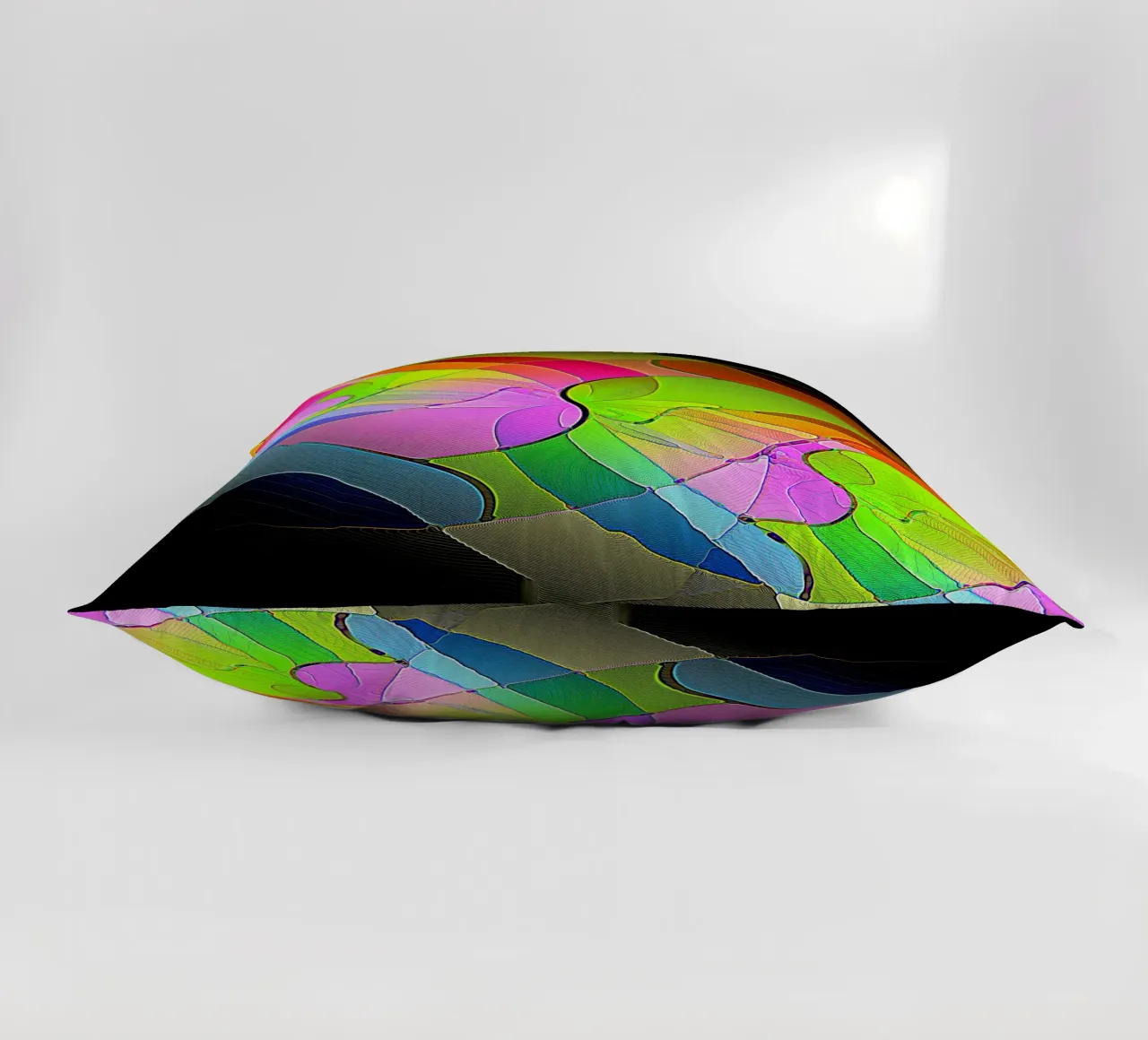 Illusie van kleurrijke gloeiende vormen in de donkere kamer kussen van Gürsel Yesil Digital Art