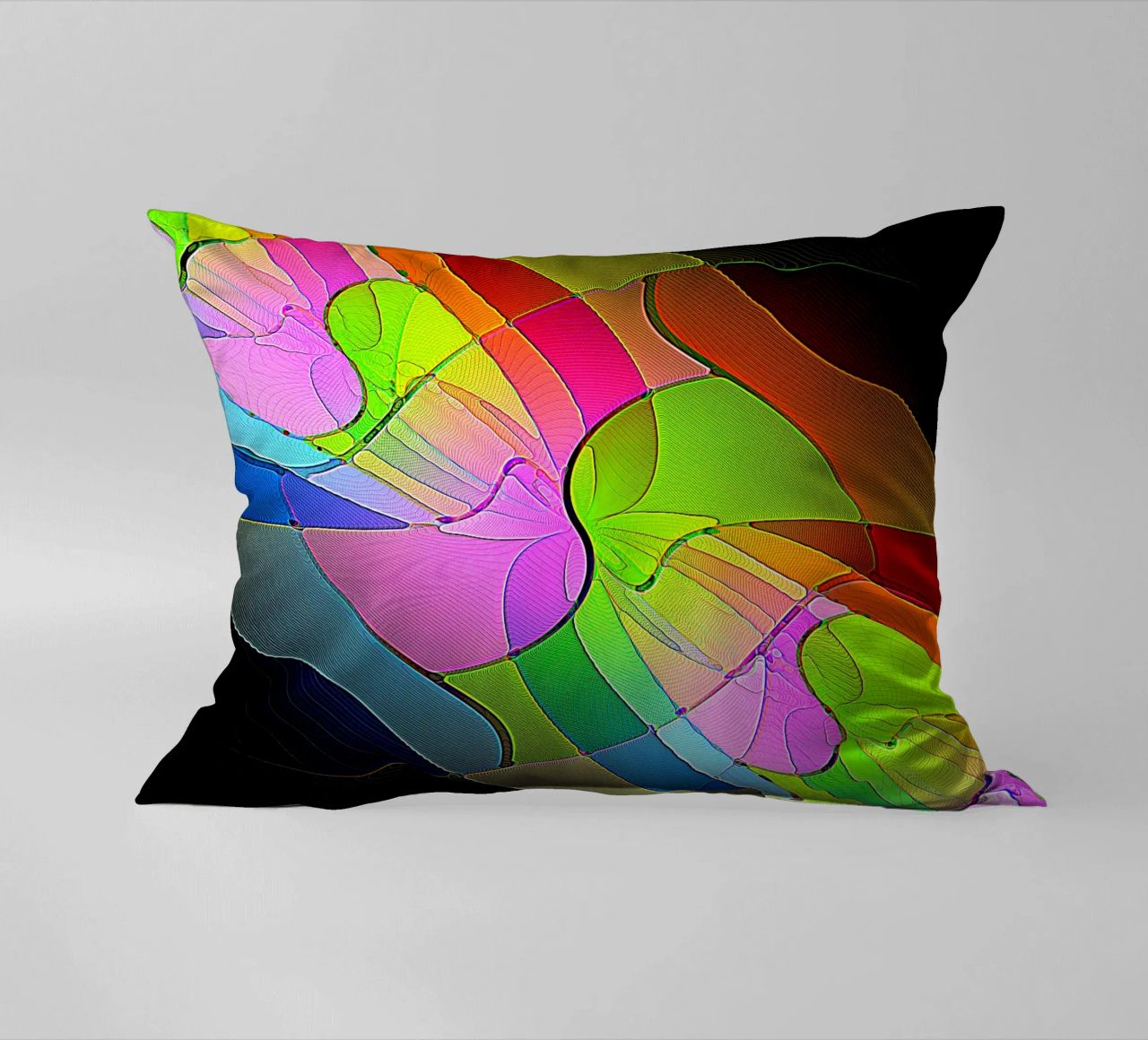 Illusione di forme luminose e colorate in una stanza buia cuscino da Gürsel Yesil Digital Art