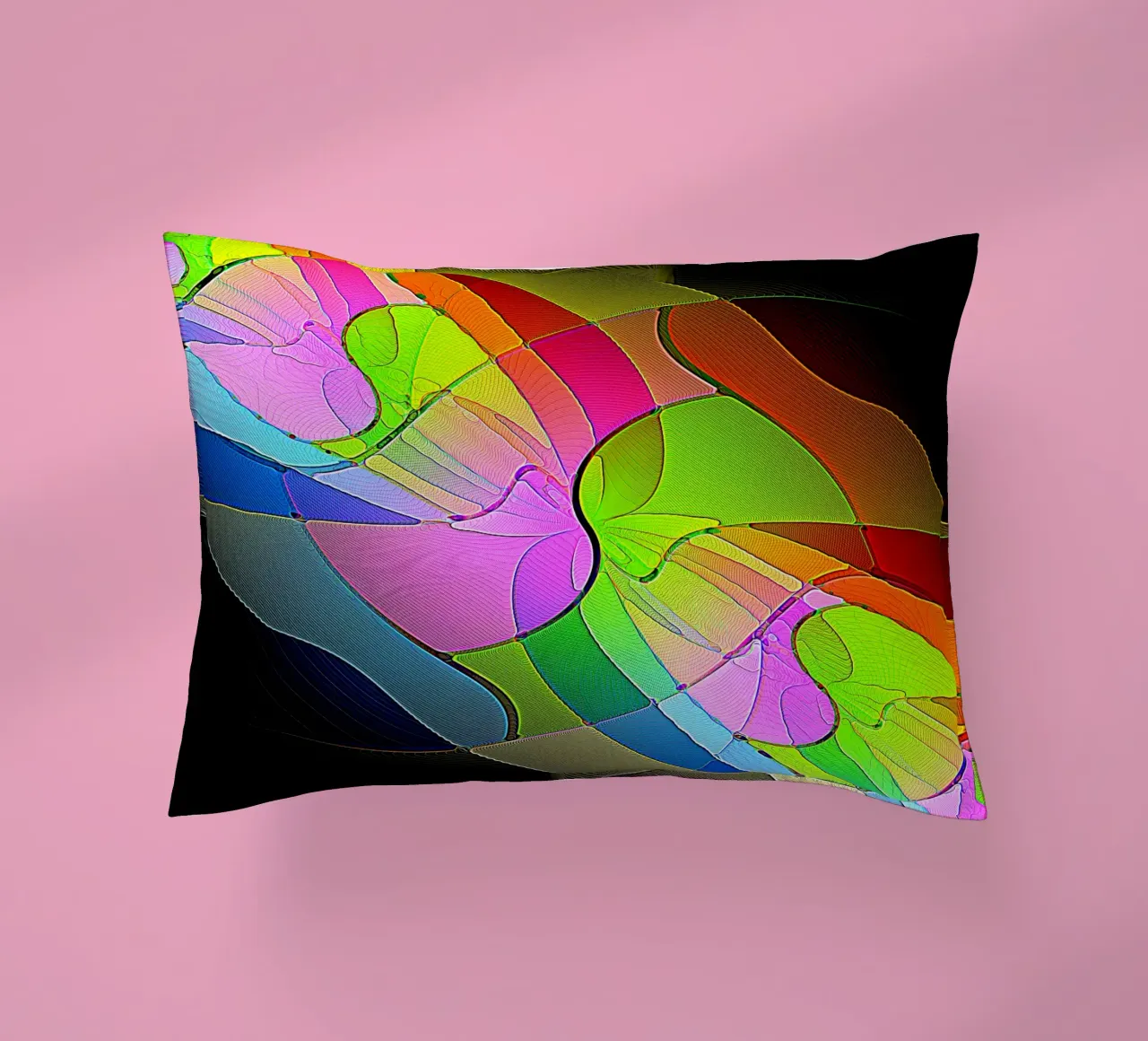 Illusie van kleurrijke gloeiende vormen in de donkere kamer kussen van Gürsel Yesil Digital Art