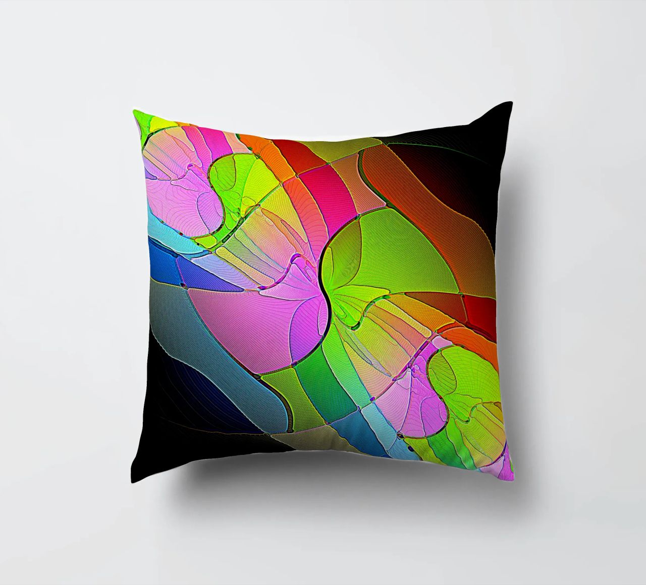 Illusione di forme luminose e colorate in una stanza buia cuscino da Gürsel Yesil Digital Art