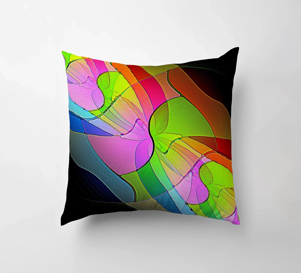 Illusione di forme luminose e colorate in una stanza buia cuscino da Gürsel Yesil Digital Art