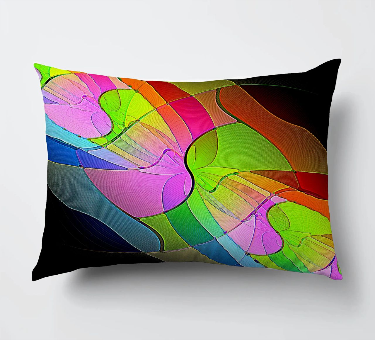 Illusione di forme luminose e colorate in una stanza buia cuscino da Gürsel Yesil Digital Art