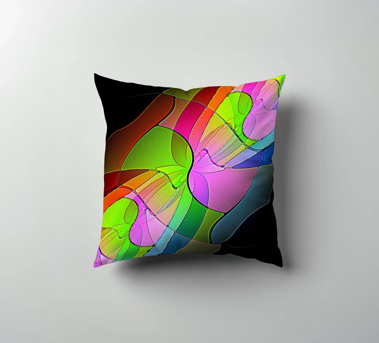 Illusione di forme luminose e colorate in una stanza buia cuscino da Gürsel Yesil Digital Art