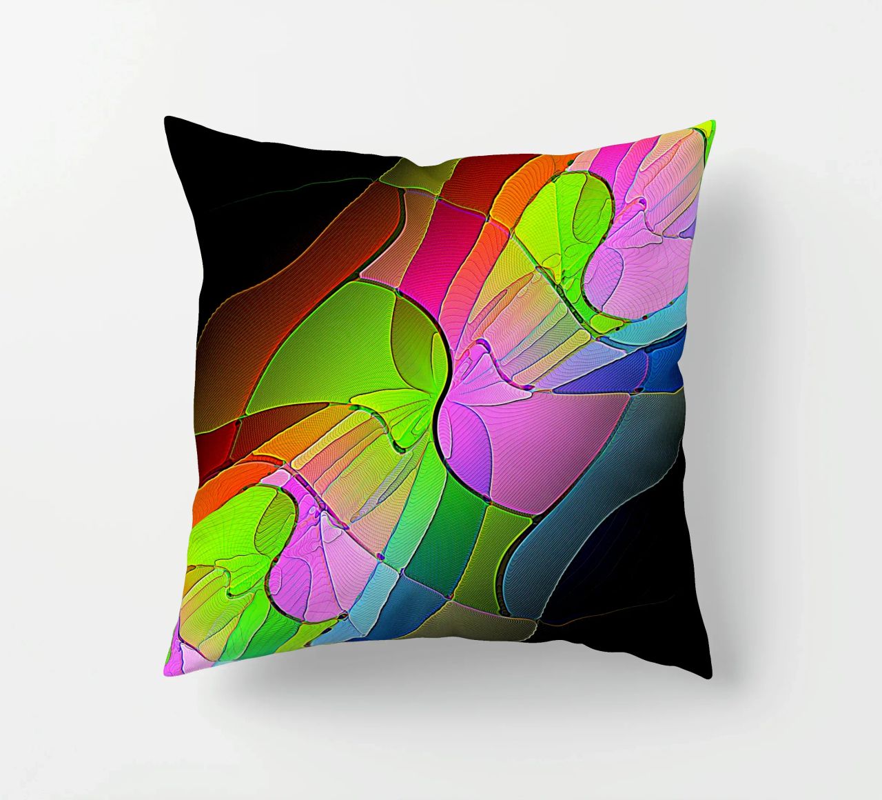 Illusione di forme luminose e colorate in una stanza buia cuscino da Gürsel Yesil Digital Art