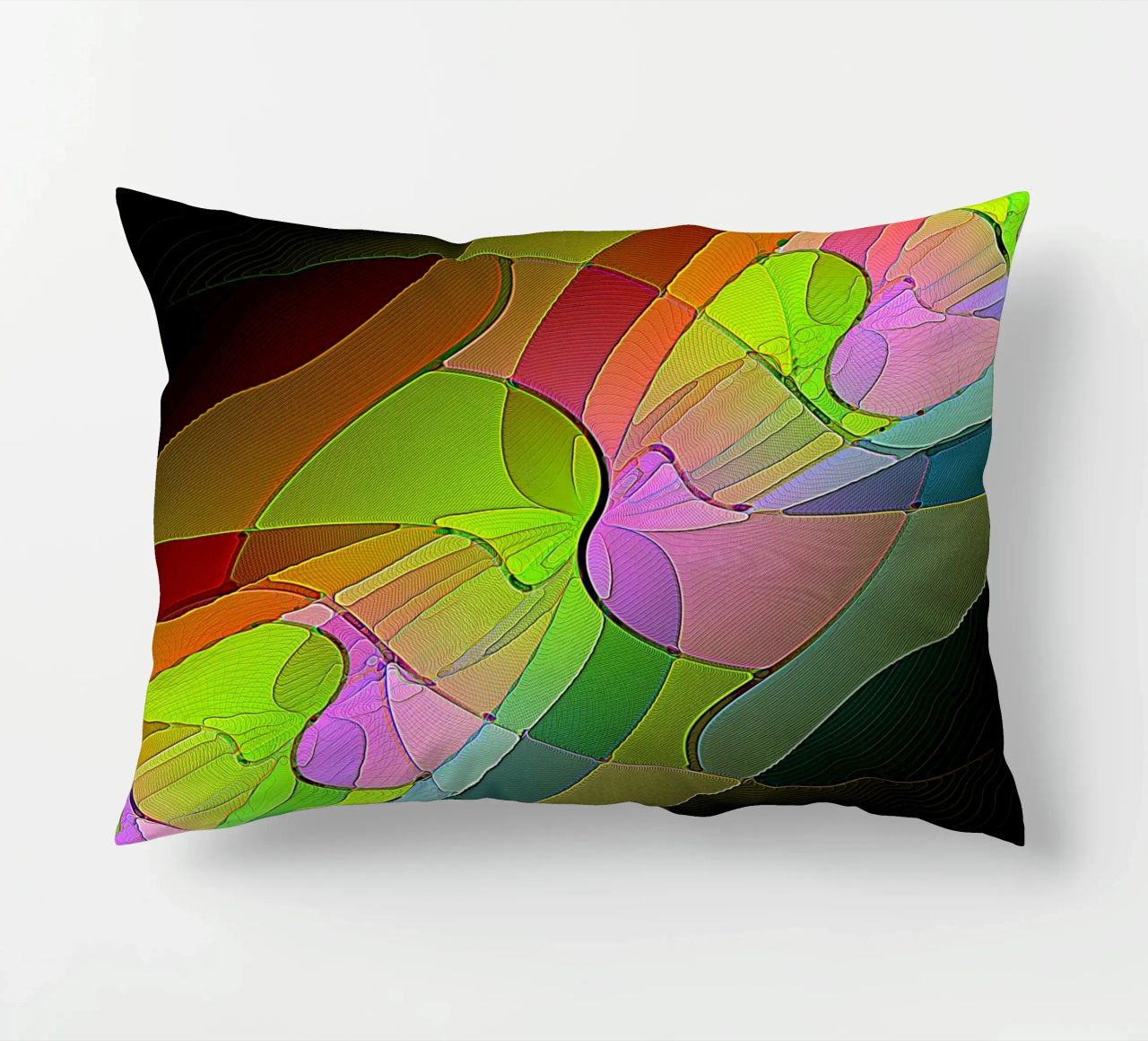 Illusione di forme luminose e colorate in una stanza buia cuscino da Gürsel Yesil Digital Art