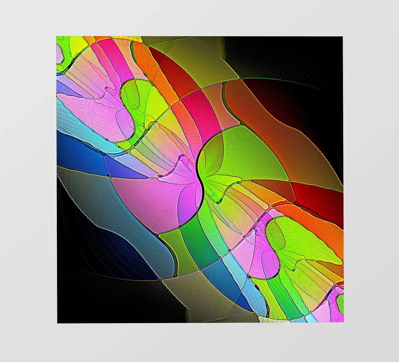 Ilusión de formas coloridas y brillantes en una habitación oscura lámina retroiluminada de Gürsel Yesil Digital Art