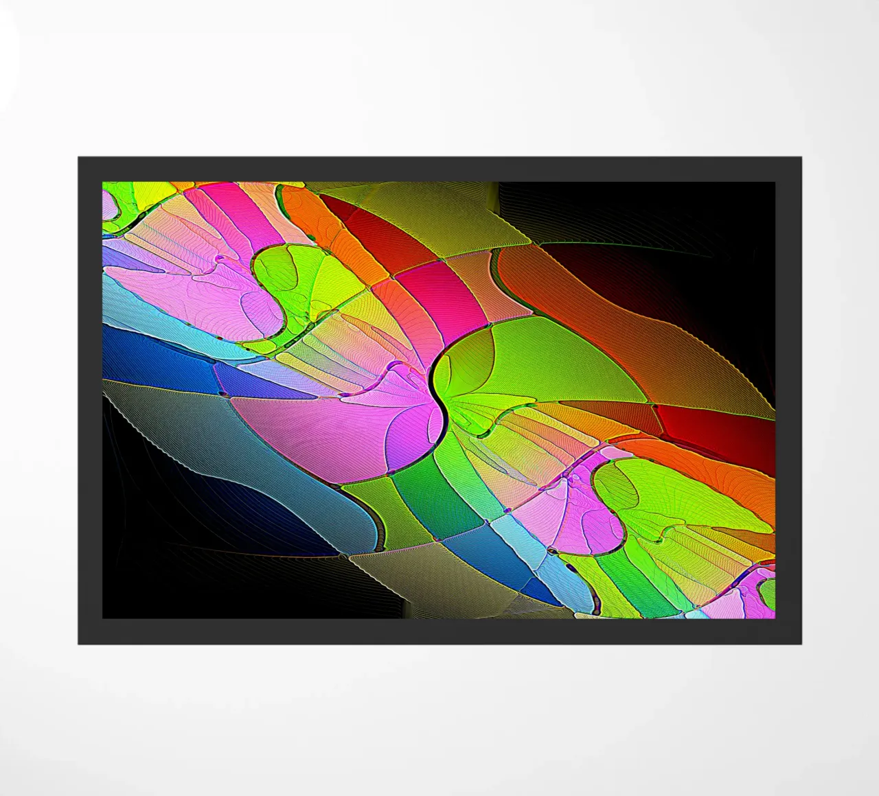 Illusione di forme luminose e colorate in una stanza buia zerbino da Gürsel Yesil Digital Art