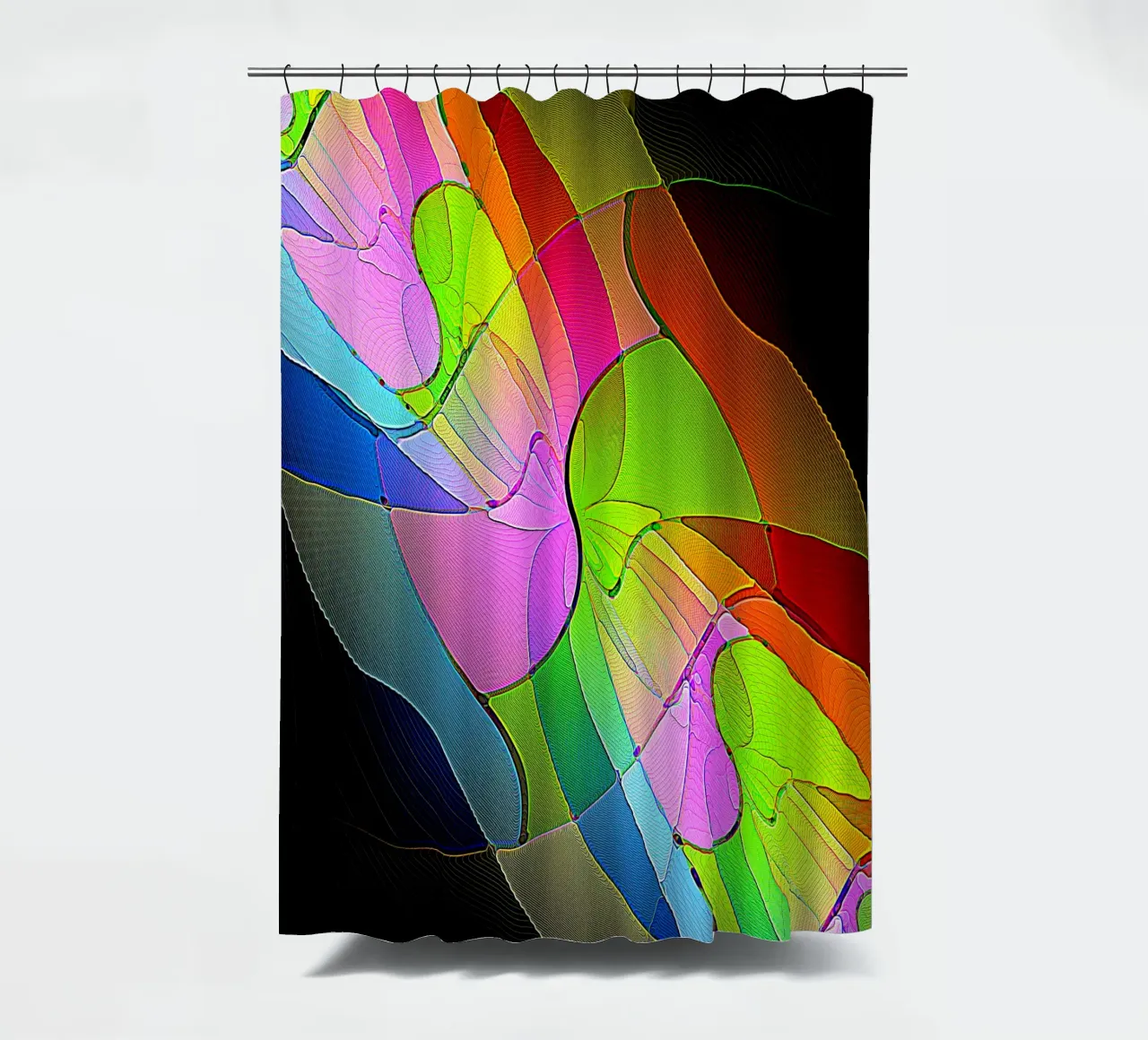 Illusione di forme luminose e colorate in una stanza buia tenda da doccia da Gürsel Yesil Digital Art