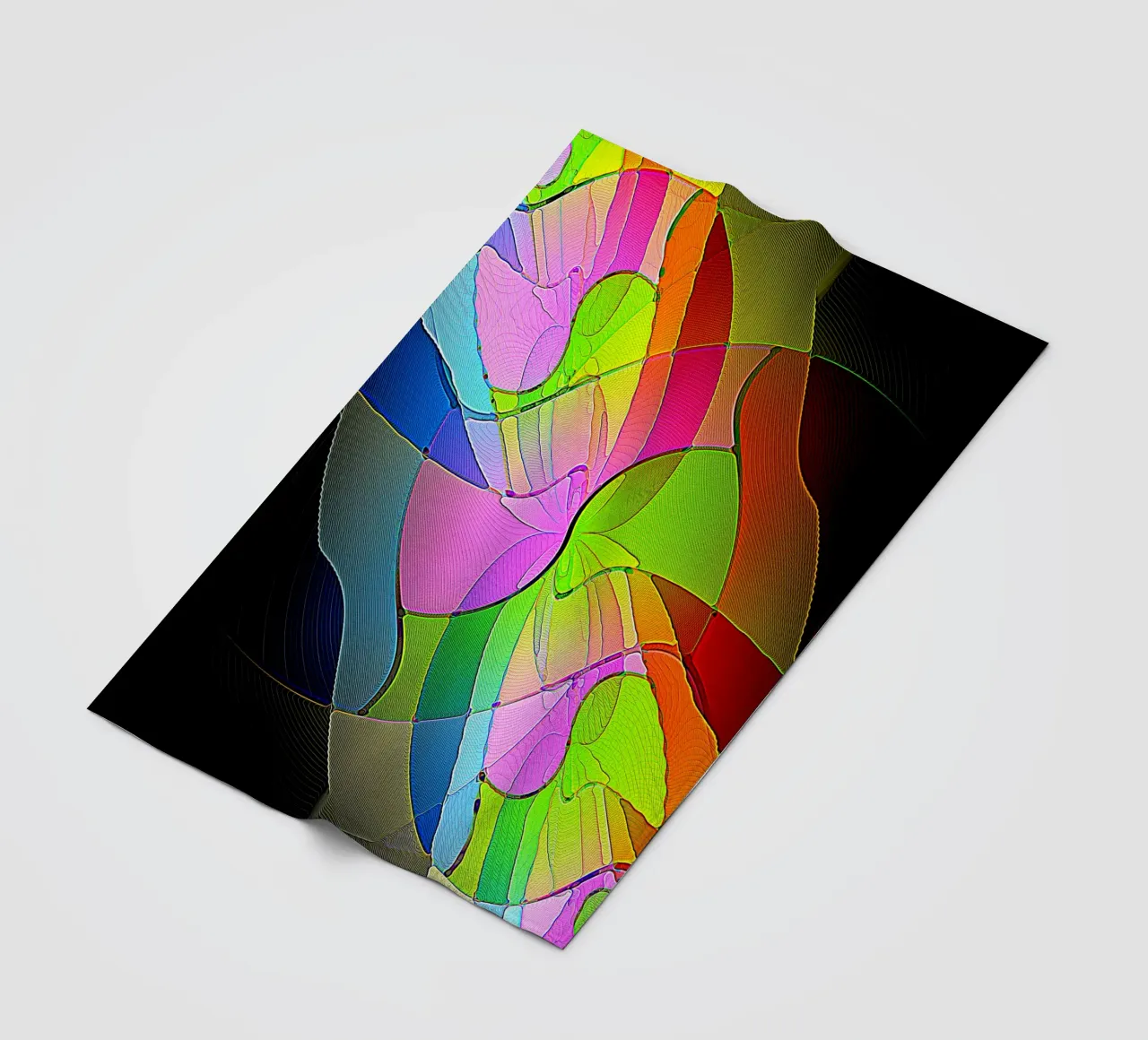 Illusione di forme luminose e colorate in una stanza buia coperta in pile da Gürsel Yesil Digital Art