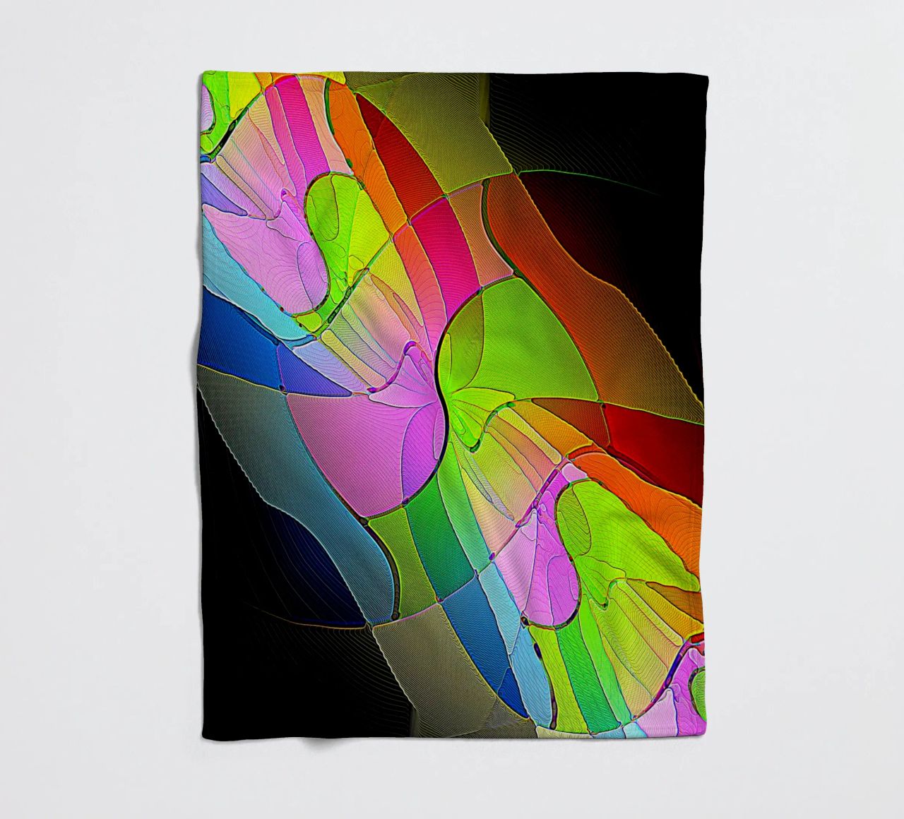 Illusione di forme luminose e colorate in una stanza buia coperta in pile da Gürsel Yesil Digital Art