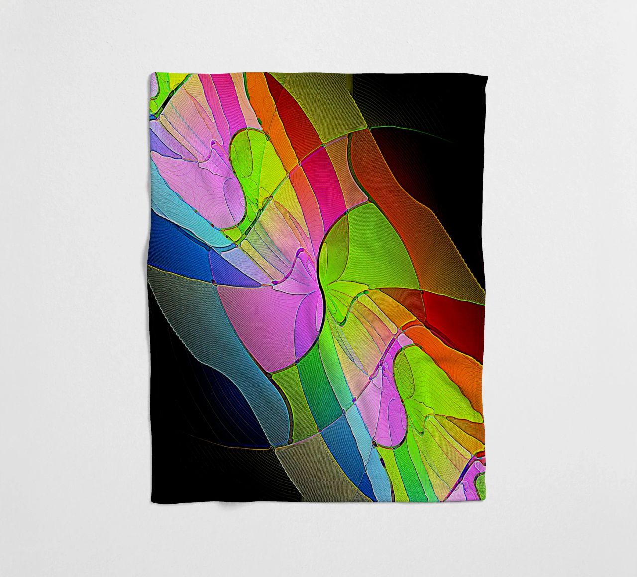 Illusione di forme luminose e colorate in una stanza buia coperta in pile da Gürsel Yesil Digital Art