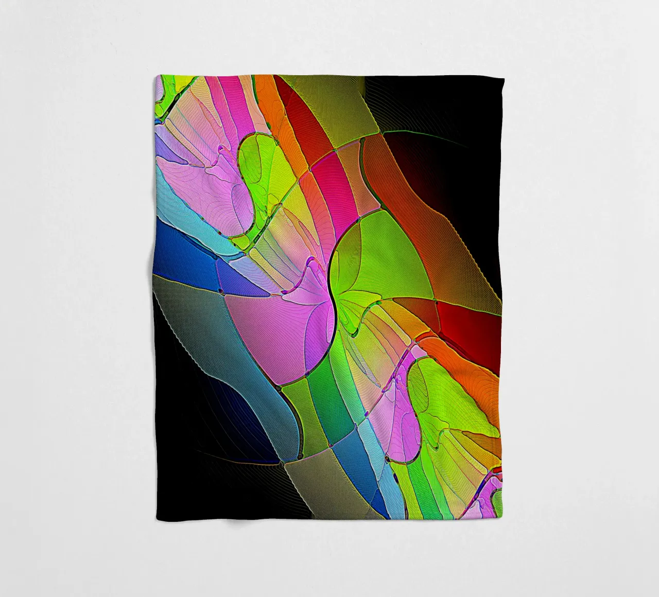 Illusione di forme luminose e colorate in una stanza buia coperta in pile da Gürsel Yesil Digital Art