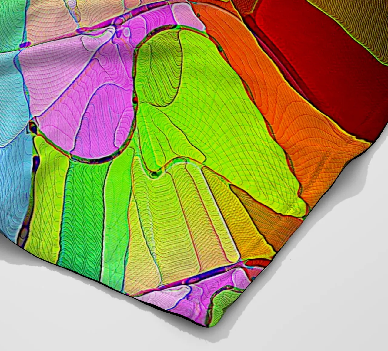 Illusione di forme luminose e colorate in una stanza buia coperta in pile da Gürsel Yesil Digital Art