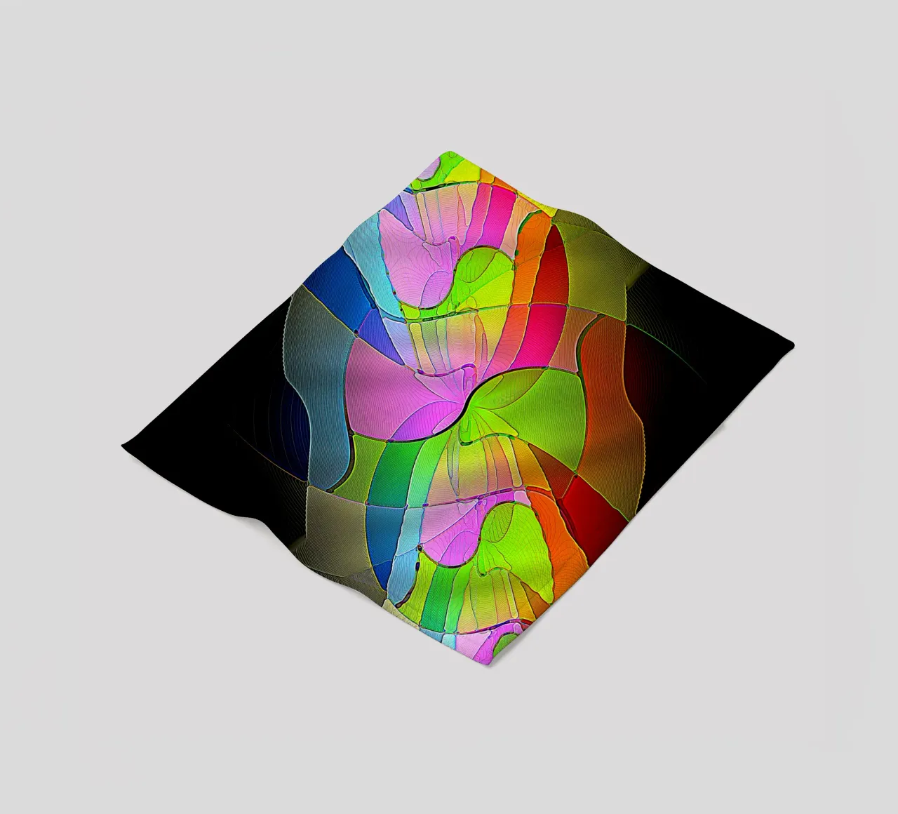 Illusione di forme luminose e colorate in una stanza buia coperta in pile da Gürsel Yesil Digital Art