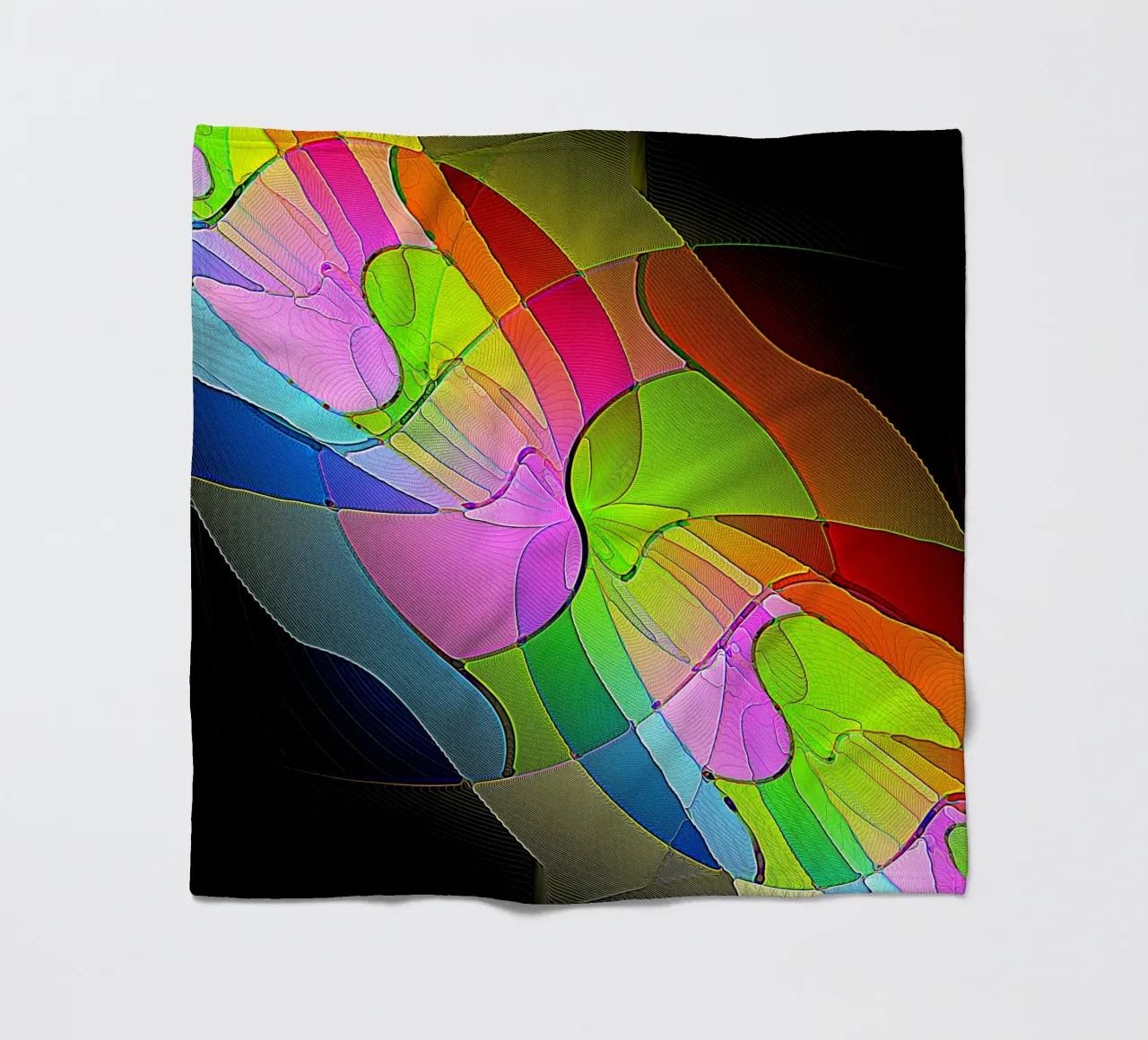 Illusione di forme luminose e colorate in una stanza buia coperta in pile da Gürsel Yesil Digital Art