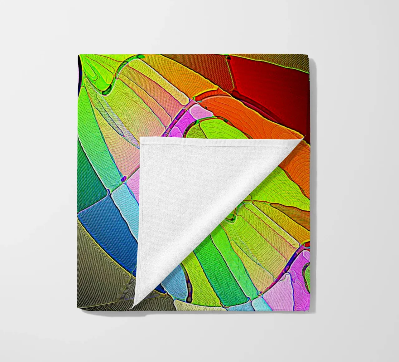Illusione di forme luminose e colorate in una stanza buia telo mare da Gürsel Yesil Digital Art