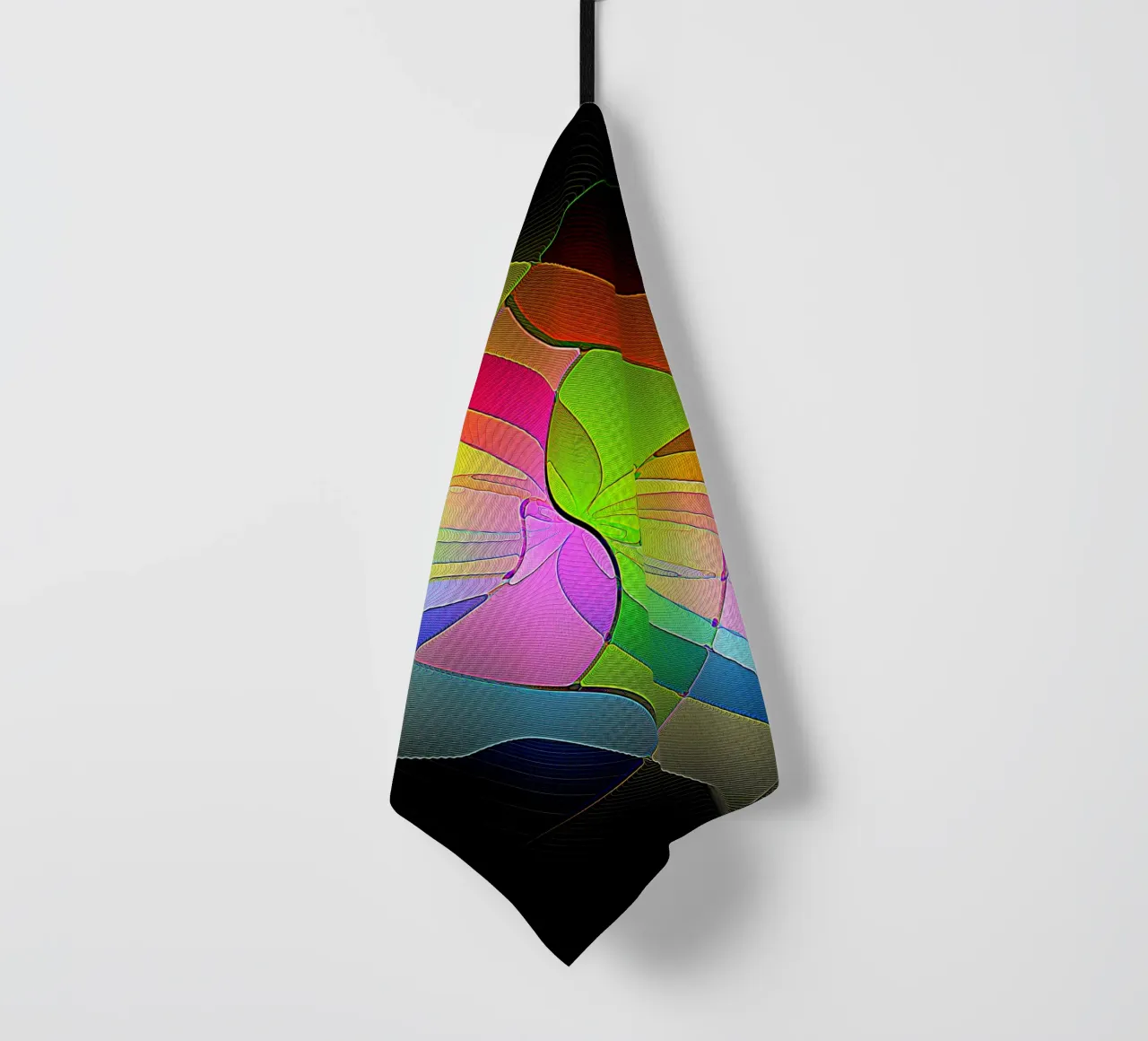 Illusione di forme luminose e colorate in una stanza buia canovaccio da cucina da Gürsel Yesil Digital Art