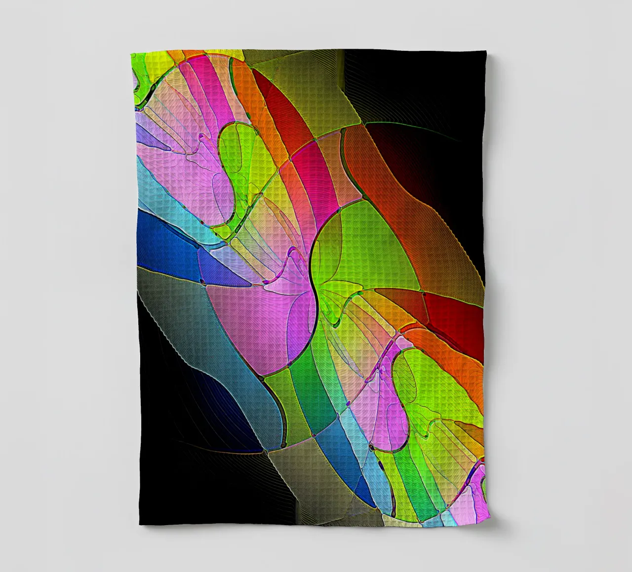 Illusione di forme luminose e colorate in una stanza buia canovaccio da cucina da Gürsel Yesil Digital Art