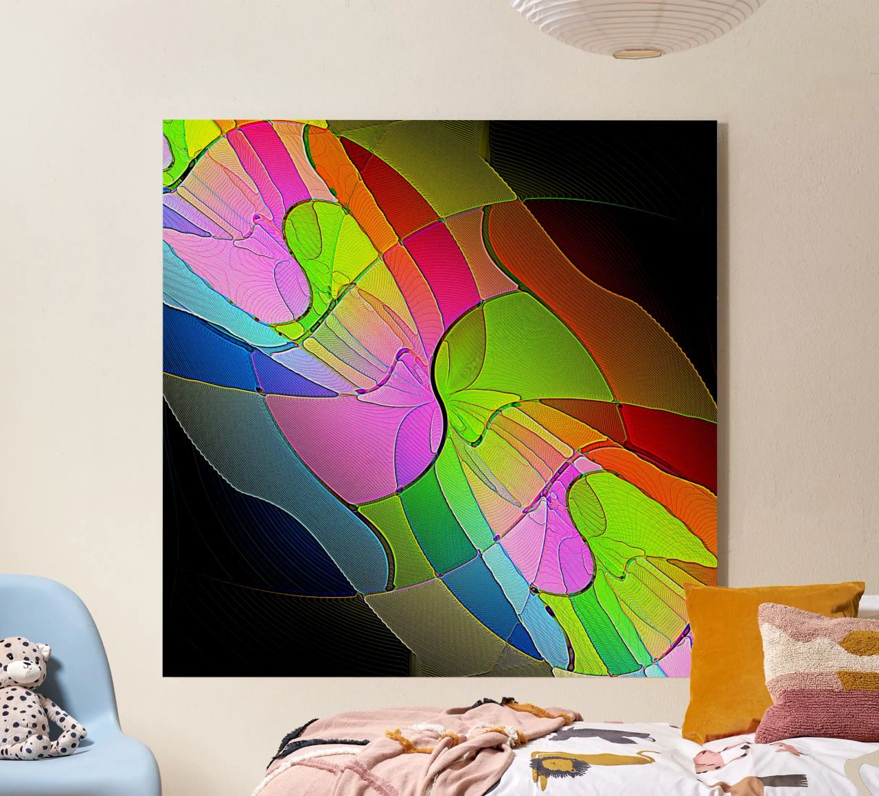 Illusione di forme luminose e colorate in una stanza buia plexiglass da Gürsel Yesil Digital Art