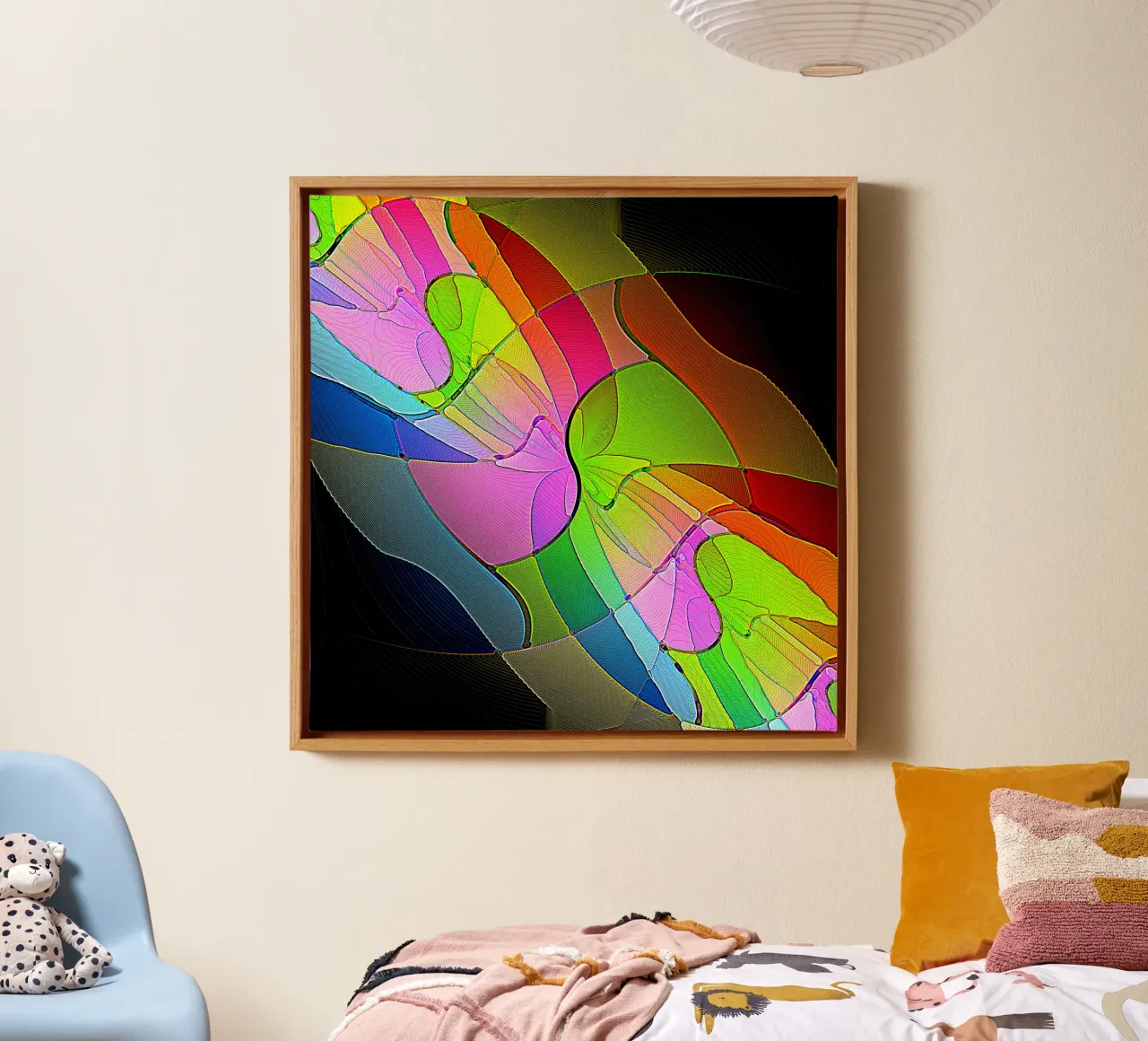Illusione di forme luminose e colorate in una stanza buia tela da Gürsel Yesil Digital Art
