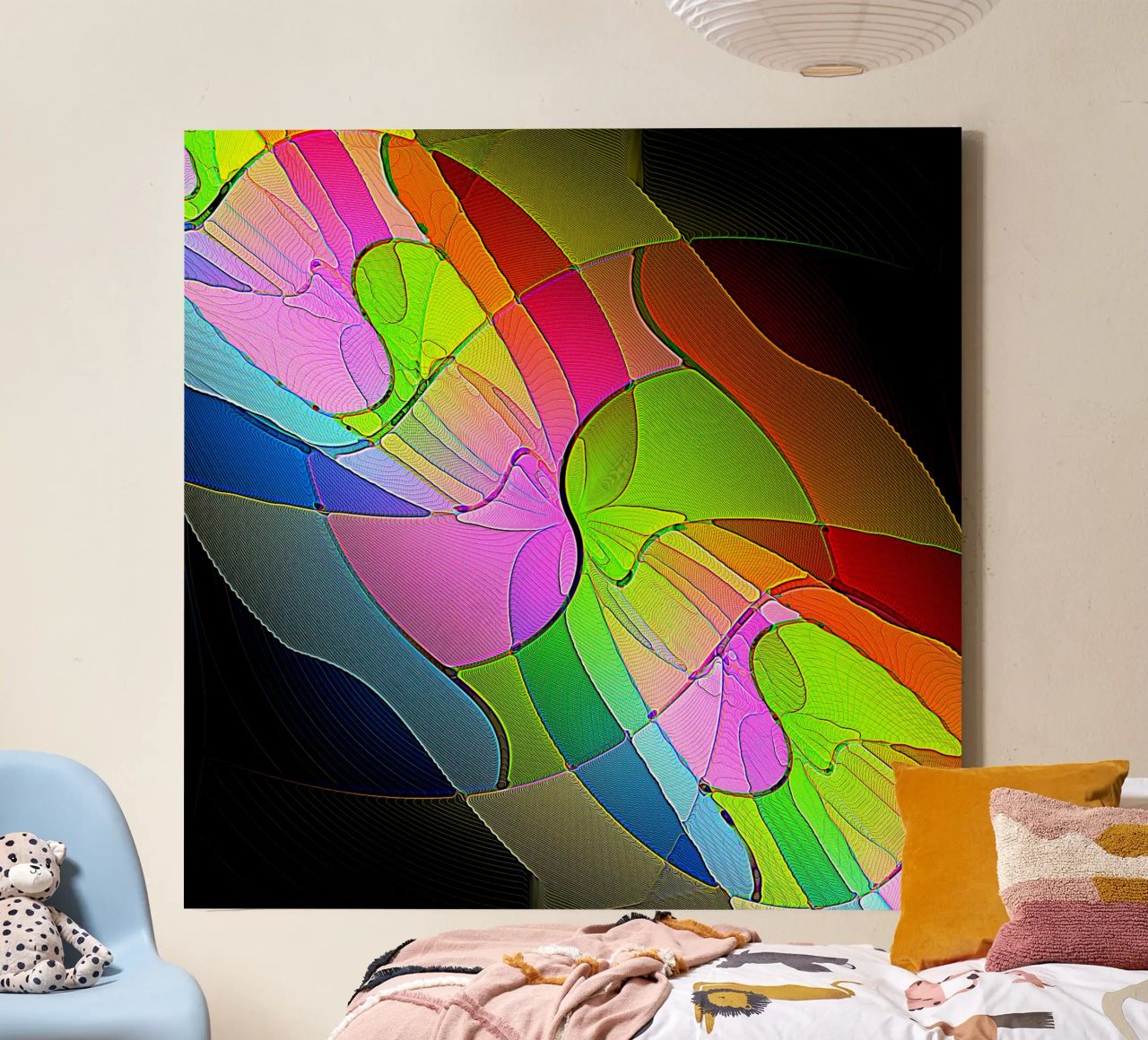 Illusione di forme luminose e colorate in una stanza buia tela da Gürsel Yesil Digital Art