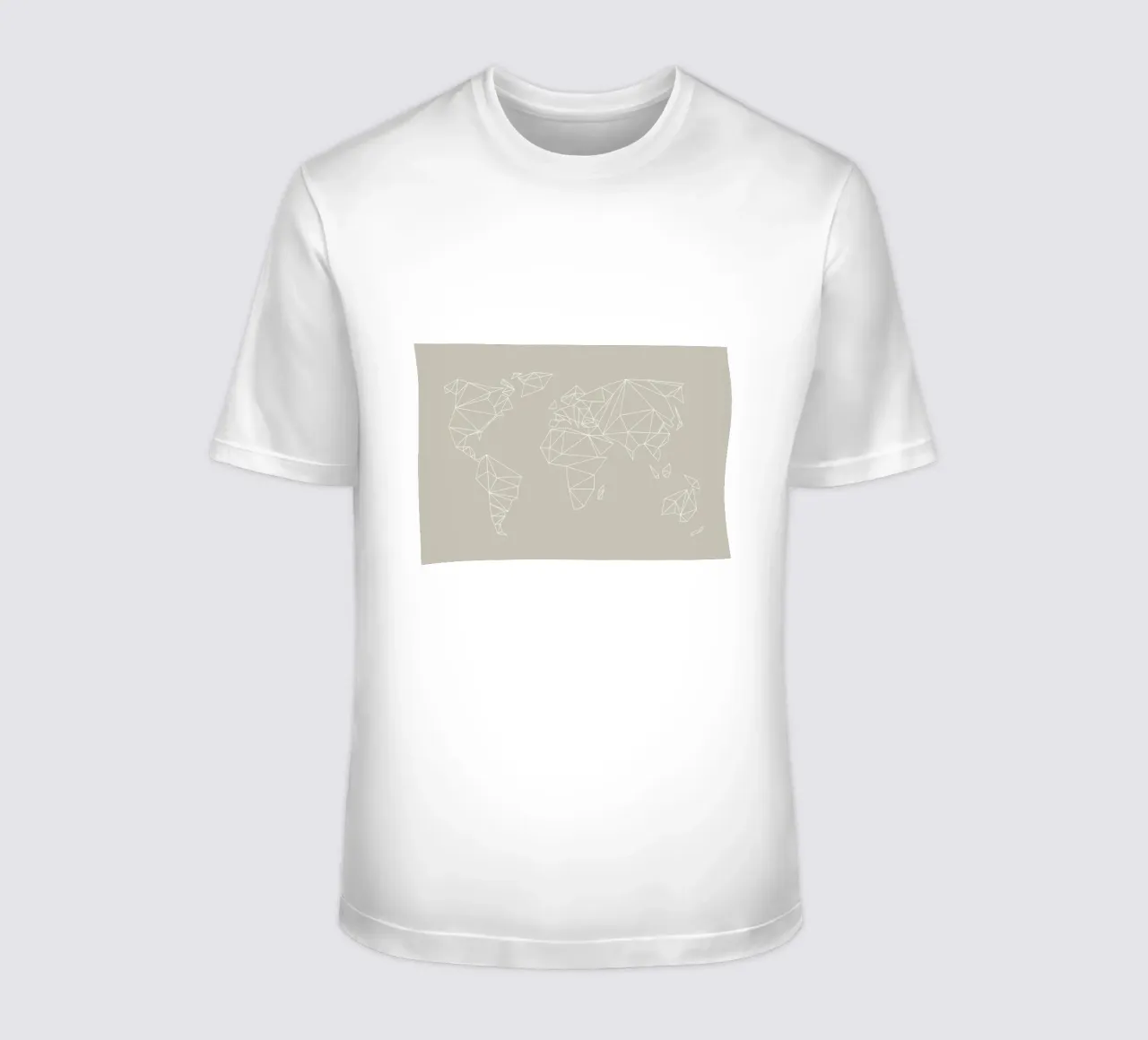 Geometrical World Map Beige Greige Creme t-shirt da Studio Nahili