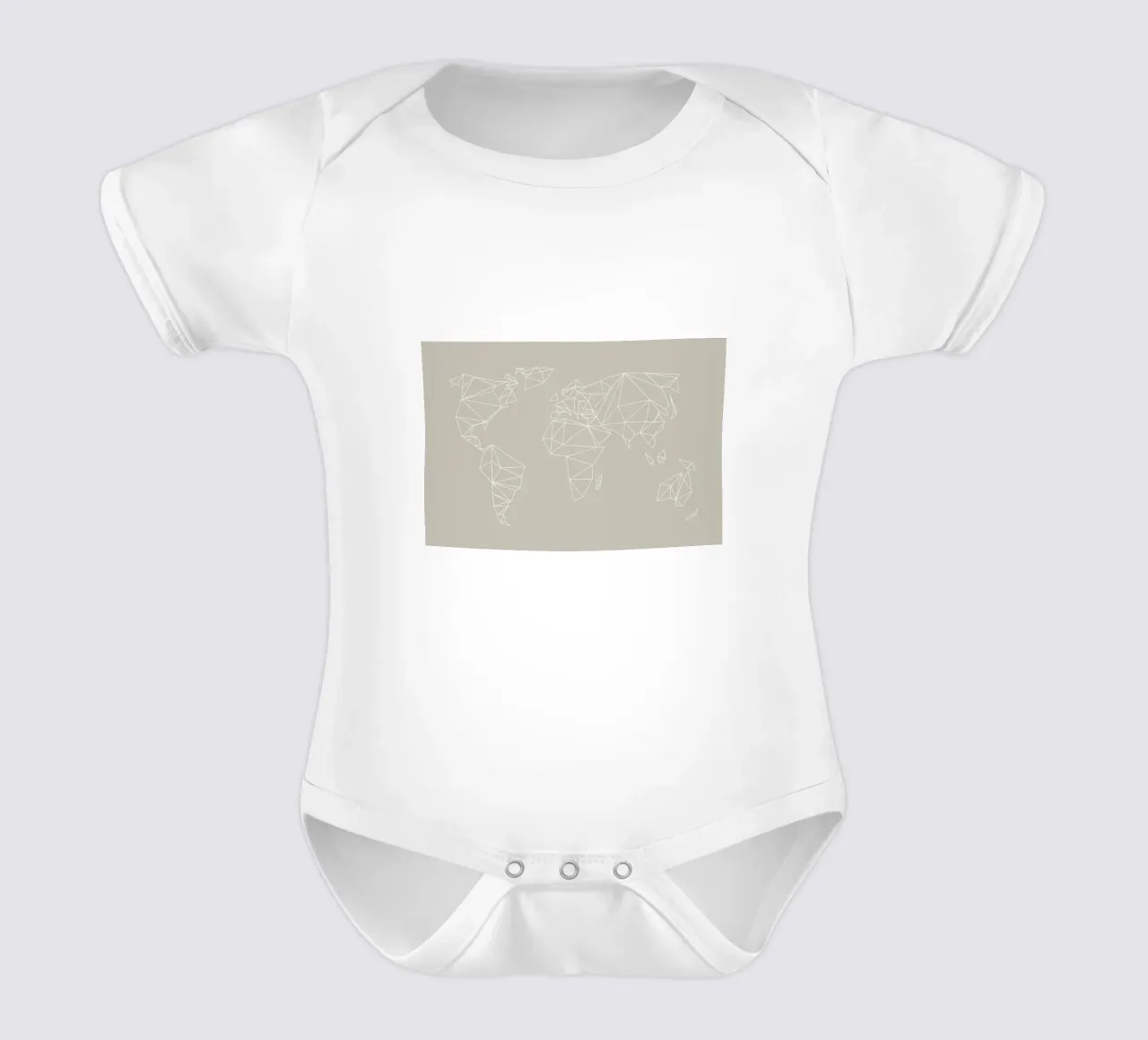 Geometrical World Map Beige Greige Creme body neonato maniche corte da Studio Nahili