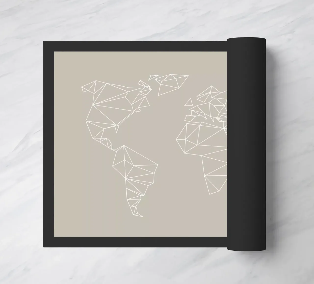 Geometrical World Map Beige Greige Creme zerbino da Studio Nahili