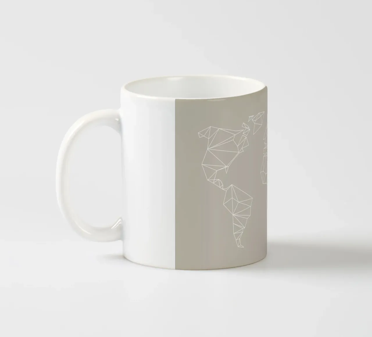 Geometrical World Map Beige Greige Creme tazza in ceramica da Studio Nahili