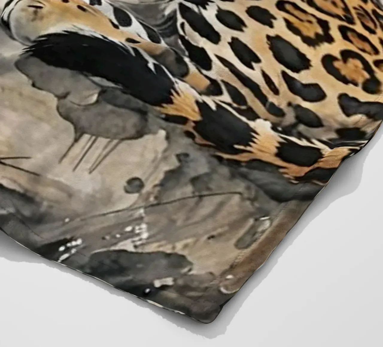 Leopard sleeping on branch log chinese ink watercolor coperta in pile da heaventrain