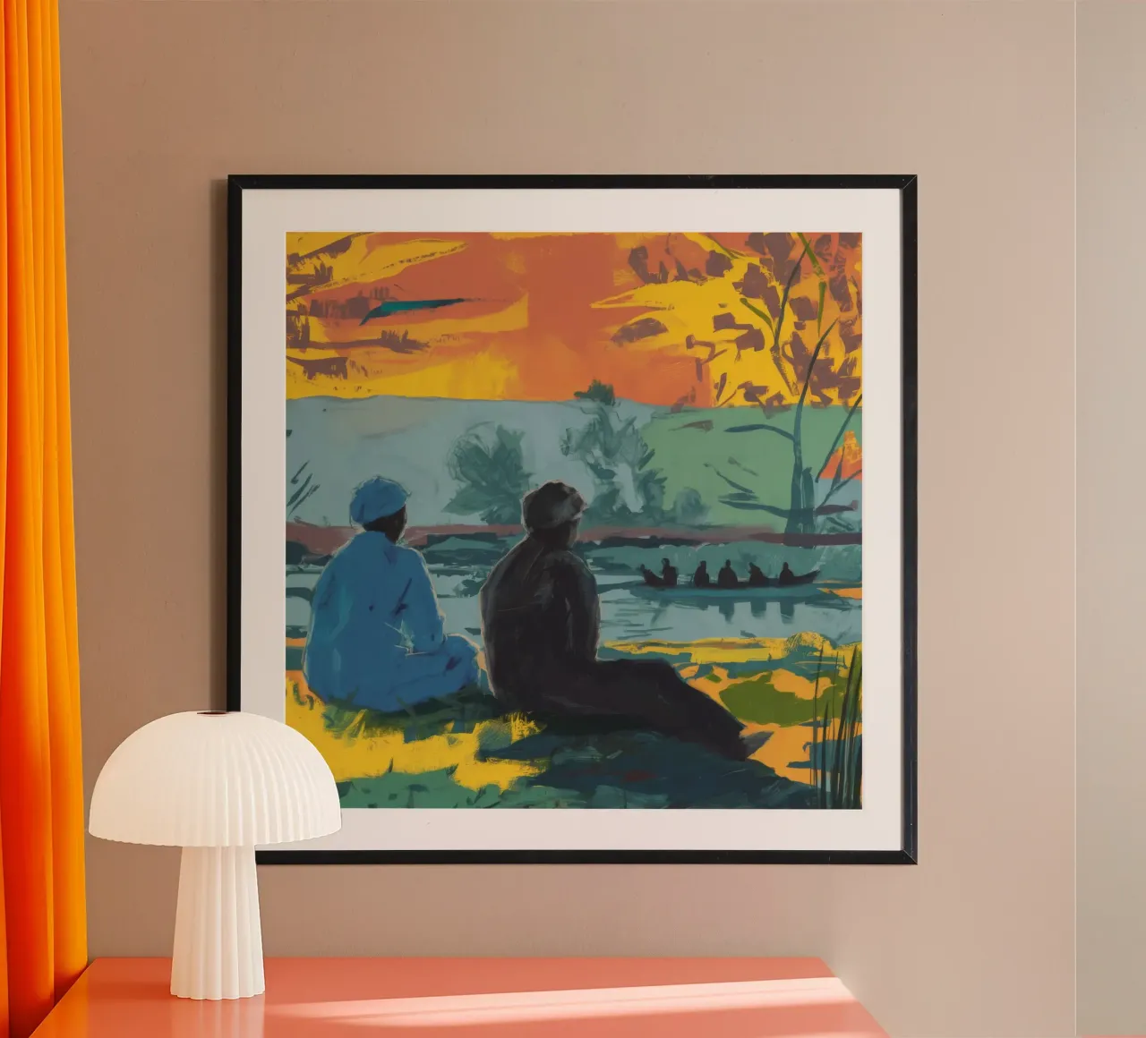 Levendige boomharmonie poster met houten frame van Solestice Strokes