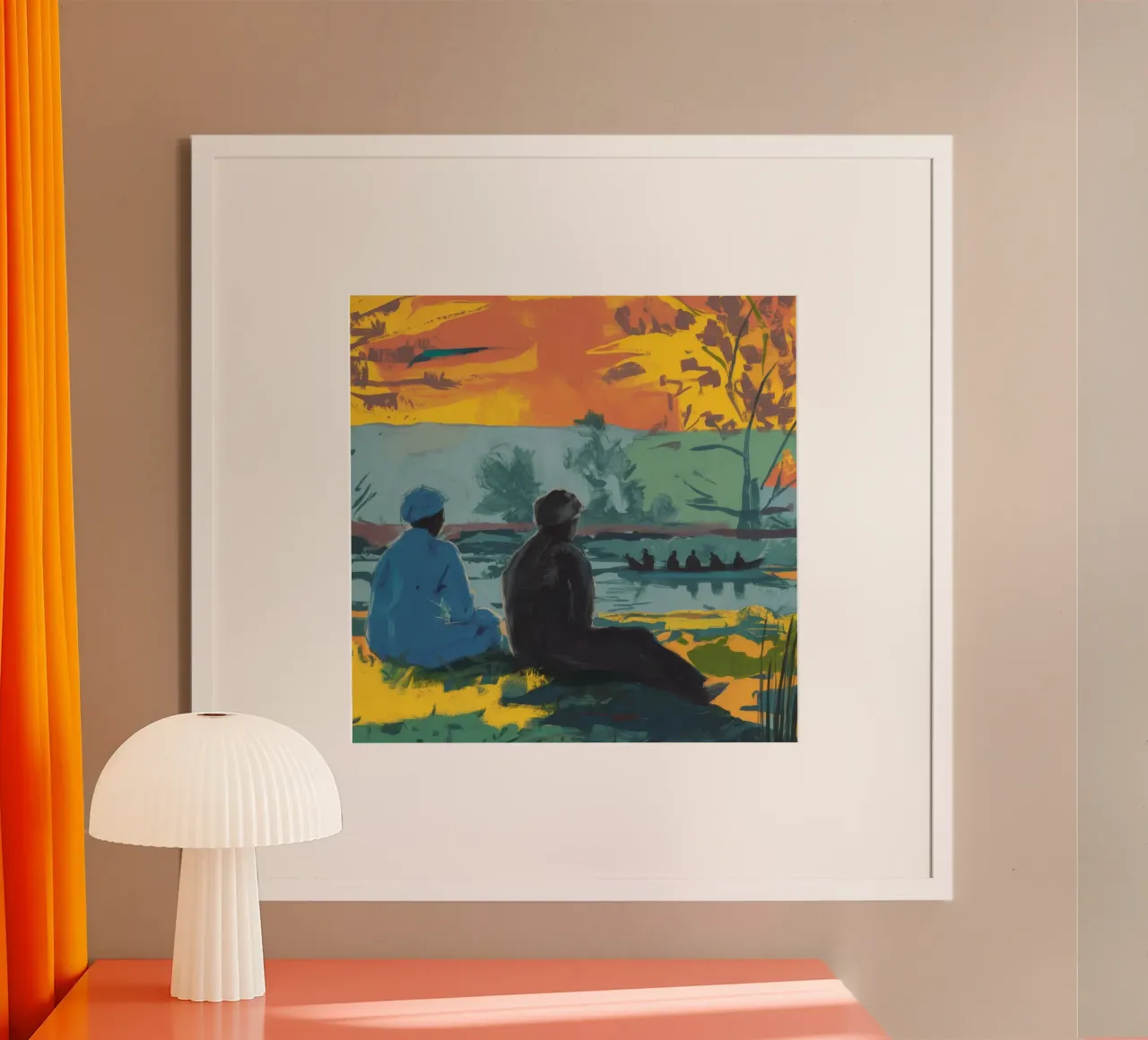 Levendige boomharmonie poster met houten frame van Solestice Strokes