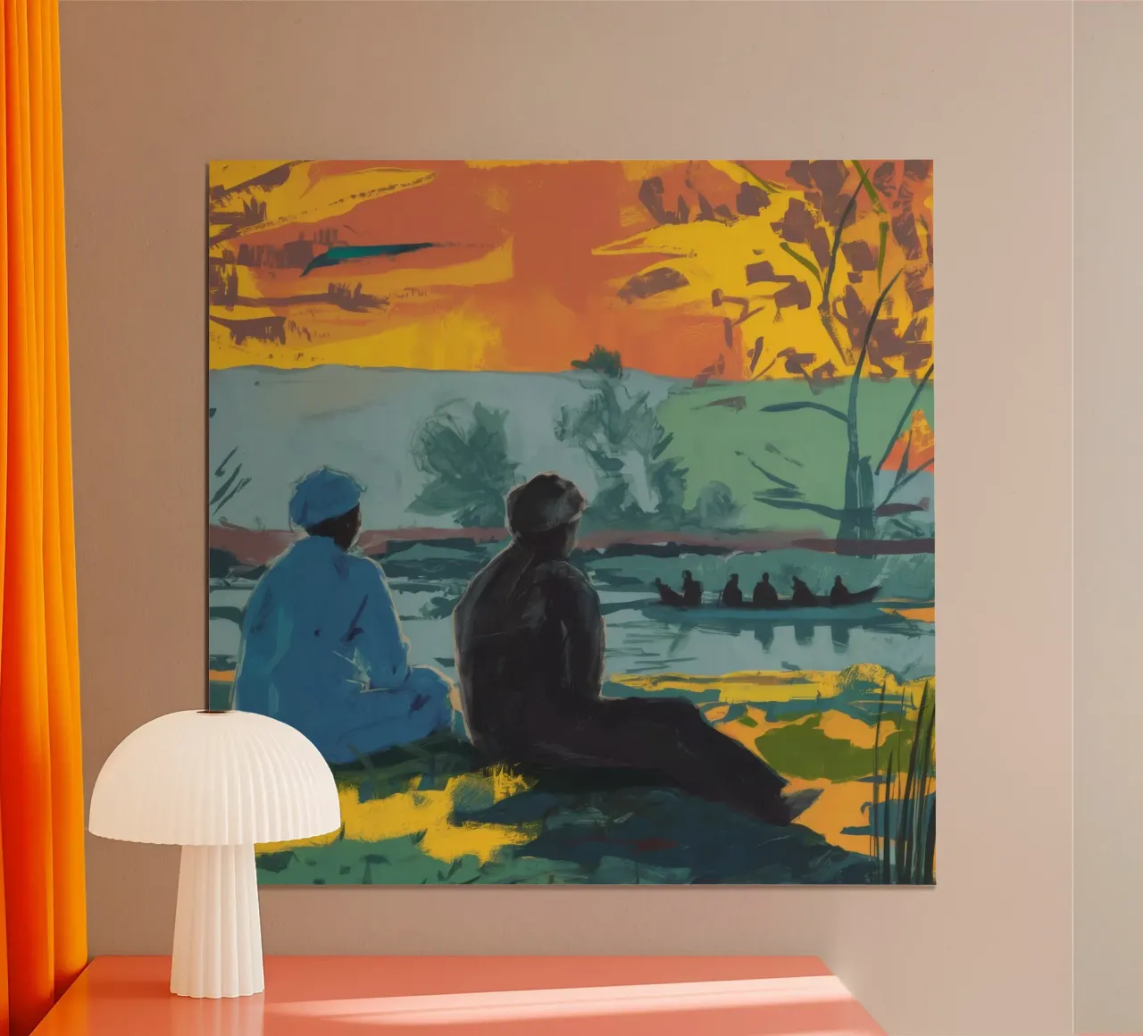 Levendige boomharmonie poster met houten frame van Solestice Strokes