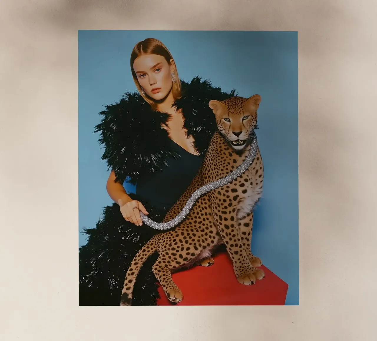 Retro lady in black dress with leopard photography pellicola backlit da heaventrain