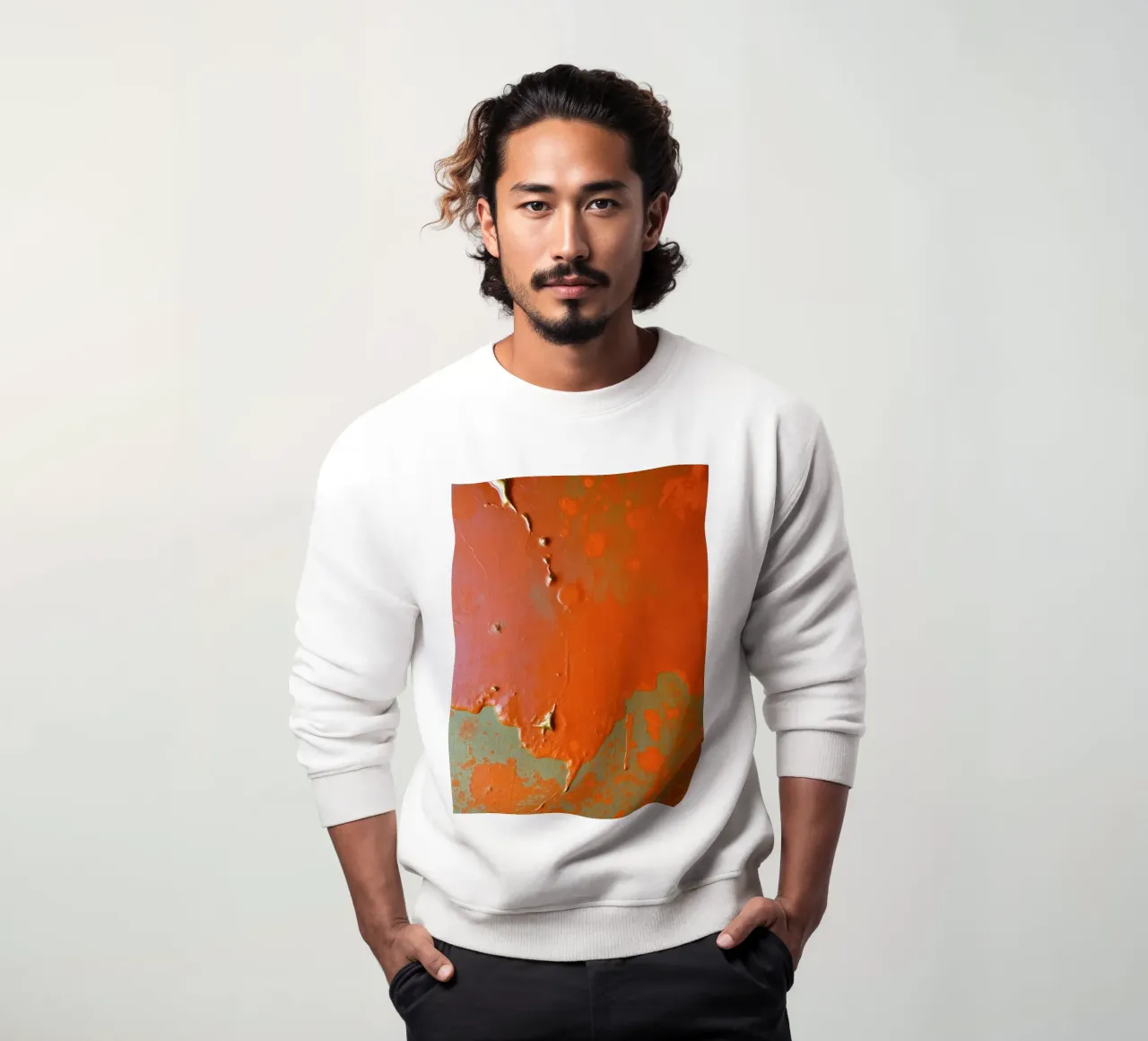 di vernice scrostata che rivela strati di colore su felpa da DesignDoodle