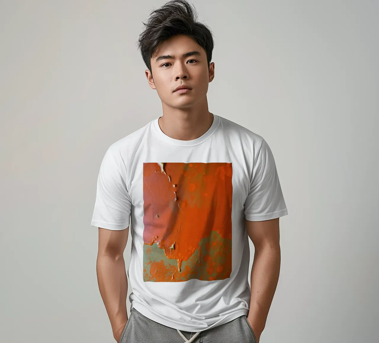 di vernice scrostata che rivela strati di colore su t-shirt da DesignDoodle