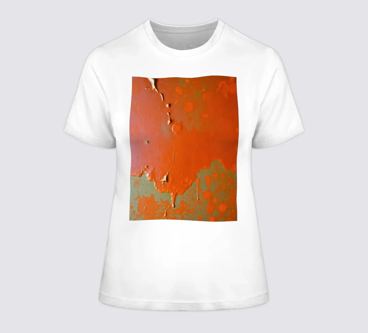 texture of peeling paint revealing layers of color on women's fitted t-shirt by DesignDoodle