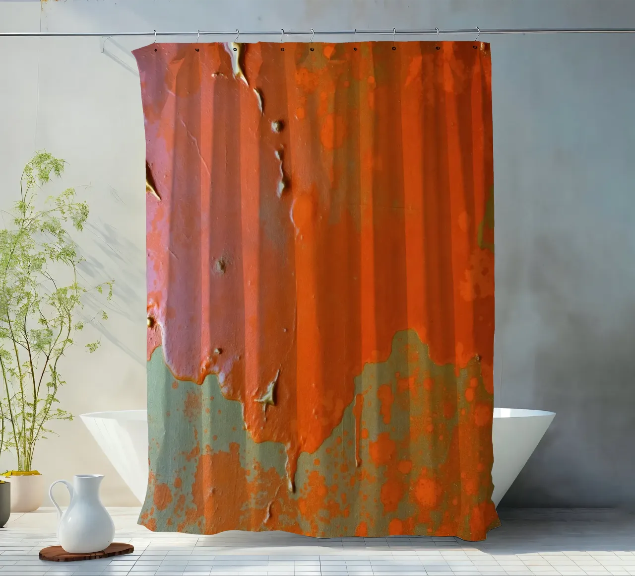 di vernice scrostata che rivela strati di colore su tenda da doccia da DesignDoodle