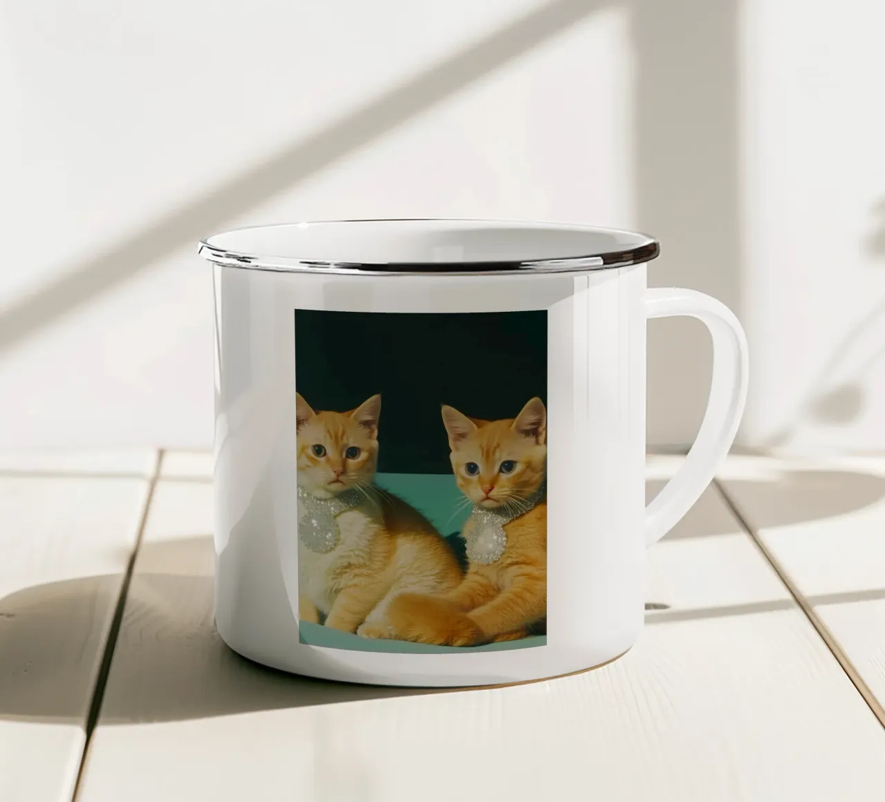 Retro portrait lets nostalgia 80s 90s cats jewels twins dia tazza in smalto da heaventrain