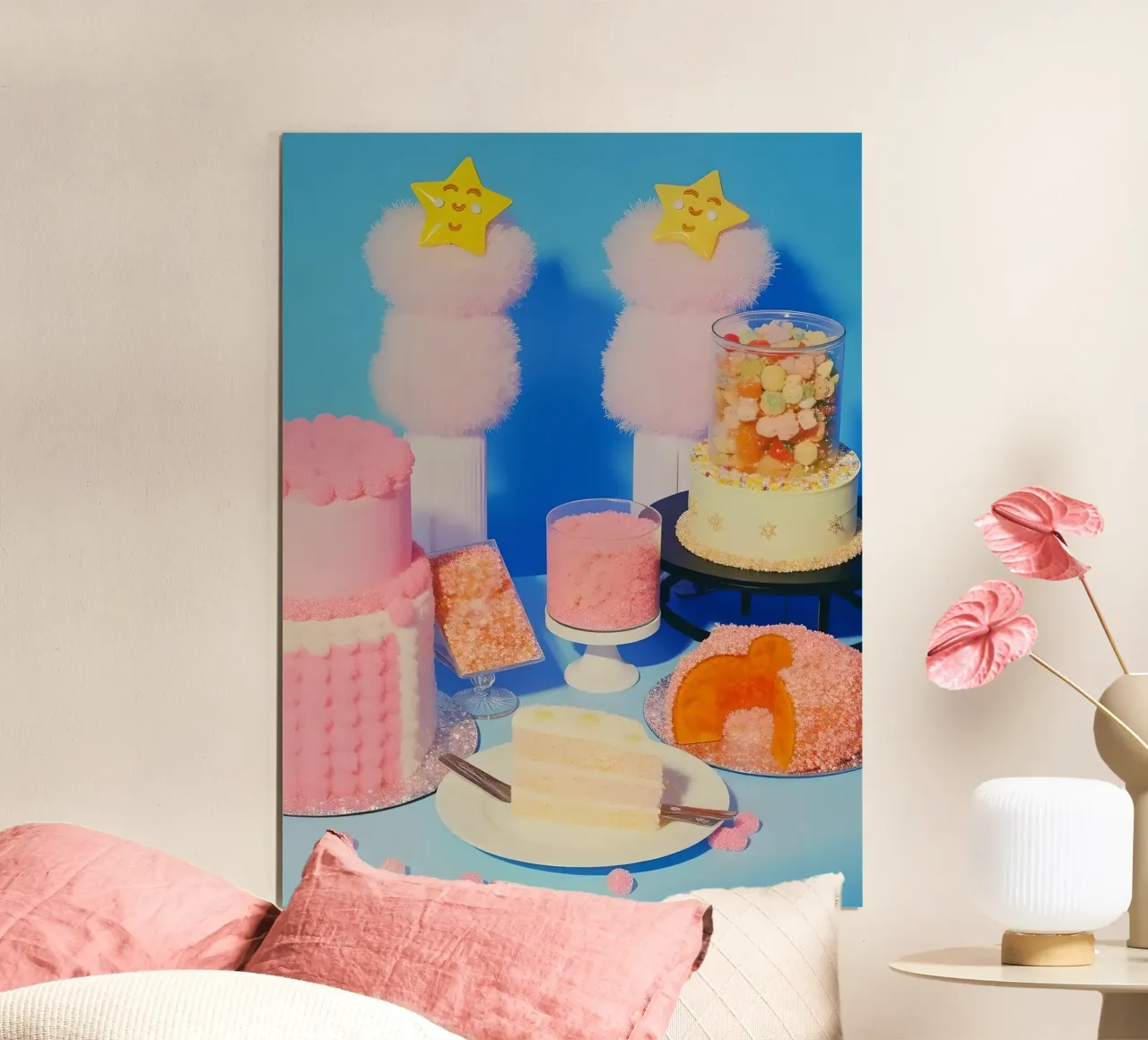 Retro desserts cake nostalgia 80s pastries jelly cream straw poster da heaventrain