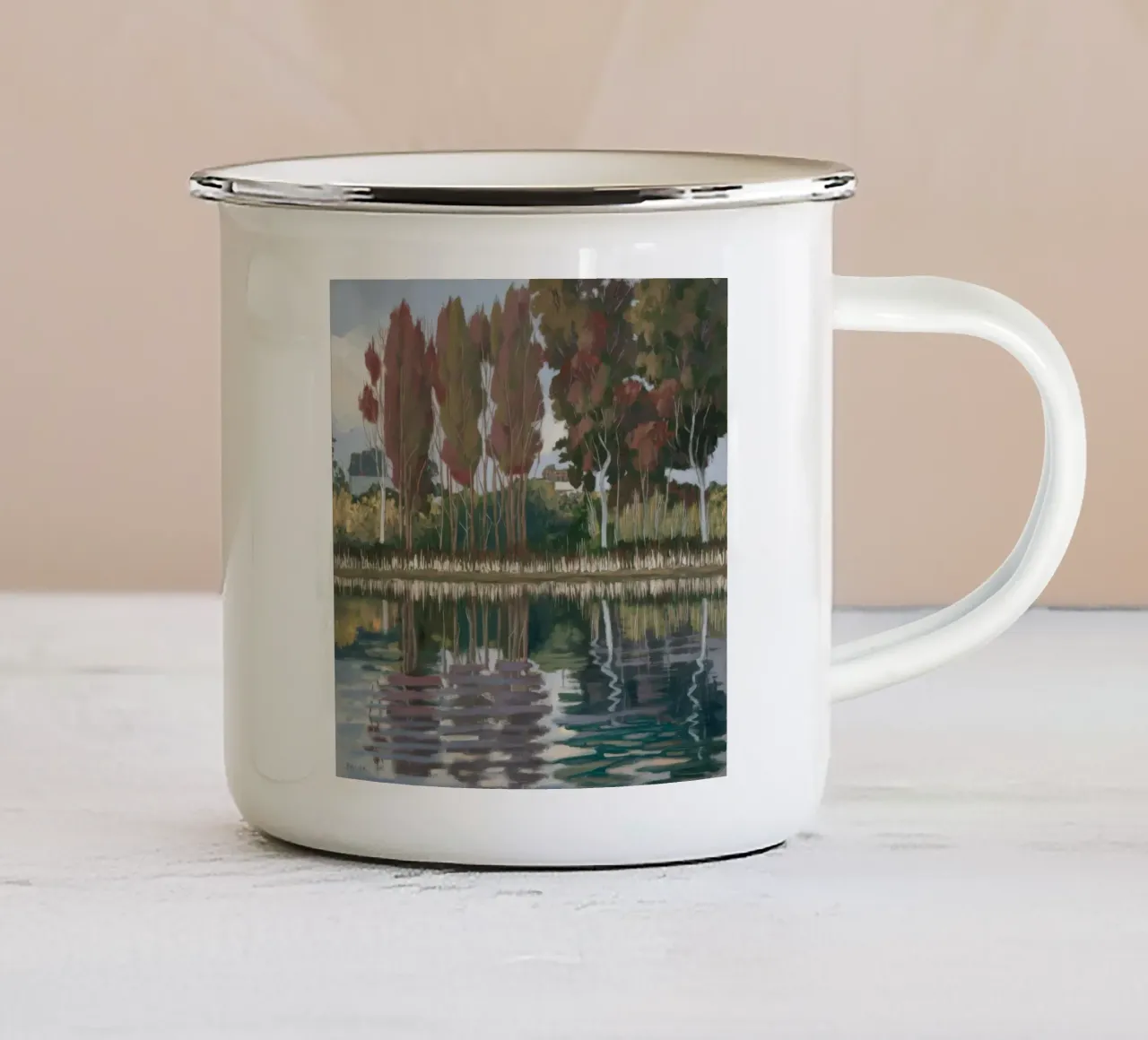 Espejo Línea Otoño taza de esmalte de Solestice Strokes