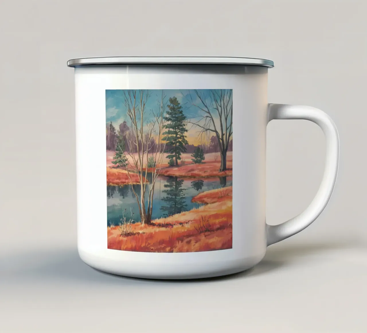 Riflesso del prato di pesca tazza in smalto da Solestice Strokes
