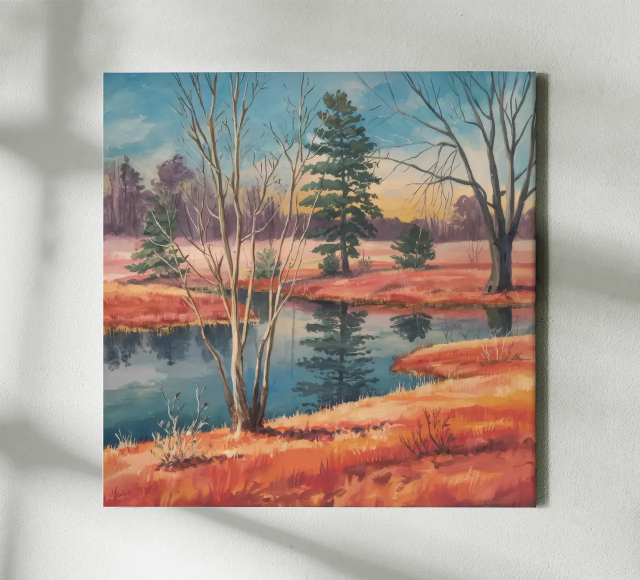 Peach Meadow Reflection canvas by Solestice Strokes