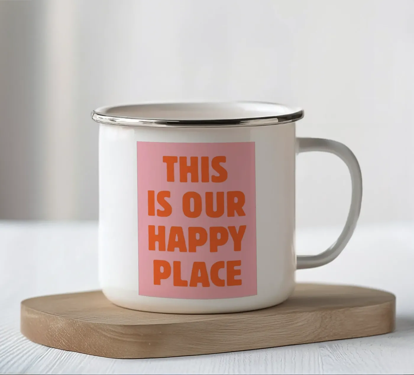 This is our happy place enamel mug by pdigitalprints
