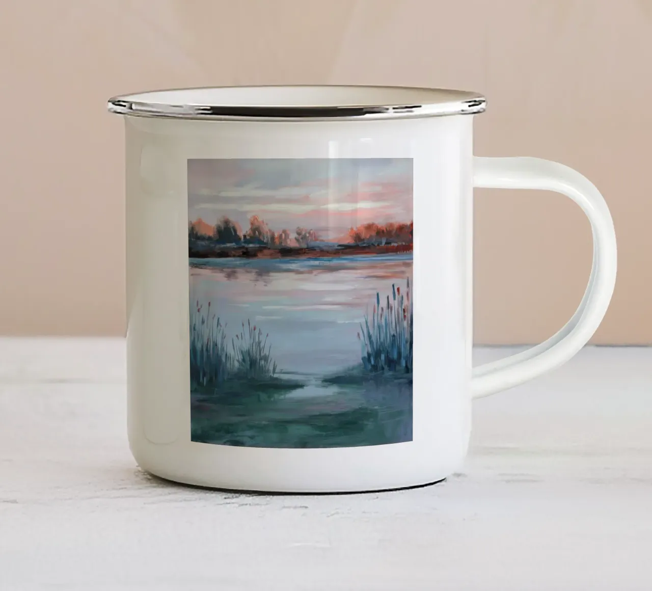 Orizzonte Cremisi Pace tazza in smalto da Solestice Strokes